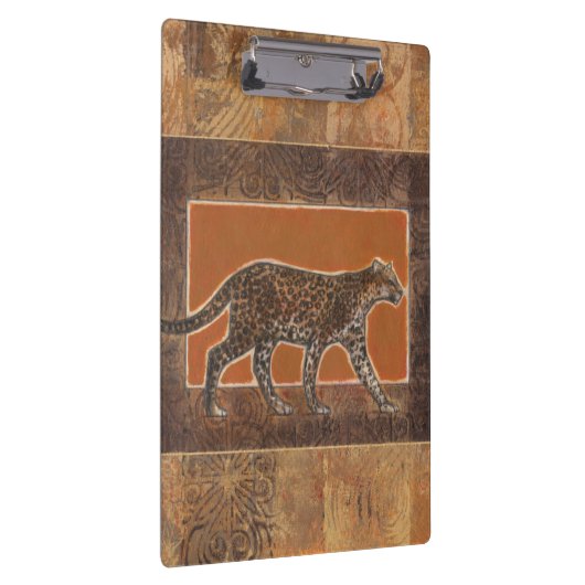 Luipaard op Oranje en bruine achtergrond Klembord (Rechts)