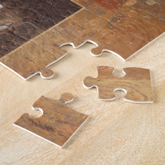 Luipaard op Oranje en bruine achtergrond Legpuzzel (Zijkant)