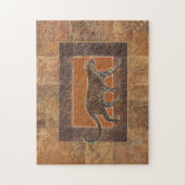 Luipaard op Oranje en bruine achtergrond Legpuzzel (Verticaal)