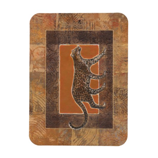 Luipaard op Oranje en bruine achtergrond Magneet (Verticaal)
