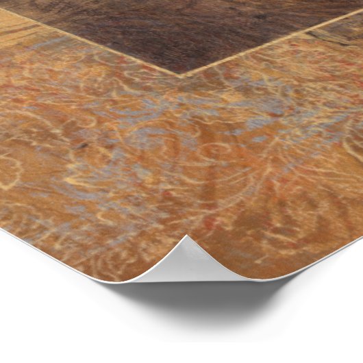 Luipaard op Oranje en bruine achtergrond Poster (Hoek)