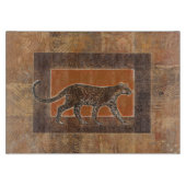 Luipaard op Oranje en bruine achtergrond Snijplank (Voorkant)