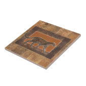 Luipaard op Oranje en bruine achtergrond Tegeltje (Zijkant)