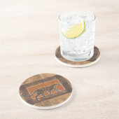 Luipaard op Oranje en bruine achtergrond Zandsteen Onderzetter (Zijkant)