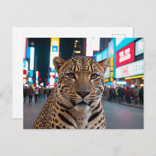Luipaard op Times Square Feestdagenkaart (Voorkant / Achterkant)