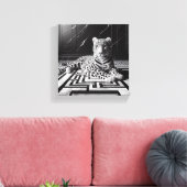 Luipaard op zwart en wit canvas afdruk (Insitu (Woonkamer))