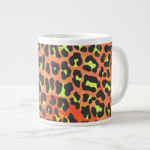 Luipaard Oranje en Geel Print Grote Koffiekop