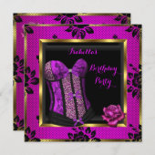 Luipaard Paars Roze Pruim Kant Roos Corset Feestje Kaart (Voorkant / Achterkant)
