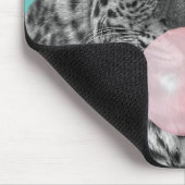 Luipaard Panter Zwart Wit Roze Bubble Gum Blauw Muismat (Hoek)