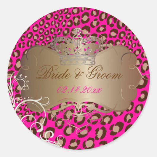  Luipaard parel wervelingen bruiloft stickers (Voorkant)