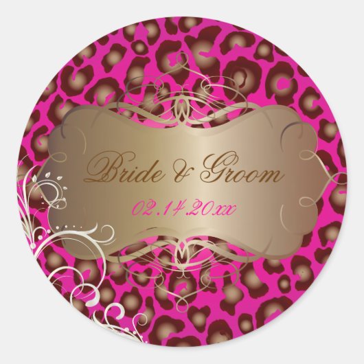 Luipaard parel wervelingen bruiloft stickers (Voorkant)