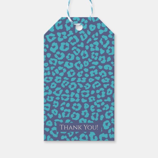 Luipaard Patroon-blauw-blauw Cadeaulabel (Voorkant)
