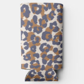 Luipaard Patroon-blauw en bruin- Seltzer Blikjeskoeler (Achterkant)