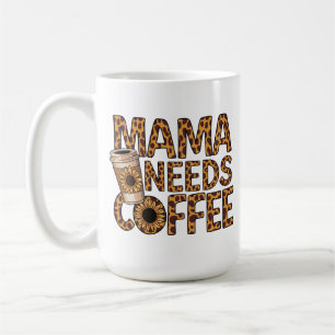 LUIPAARD PATROON MAMA HEEFT KOFFIE ZONNEBLOEM NODI KOFFIEMOK