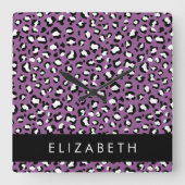 Luipaard Patroon, Vlekken, Paarse Luipaard, Jouw n Vierkante Klok (Voorkant)