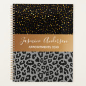 Luipaard patroon zwart Goud Glitter 2024 Planner (Voorkant)