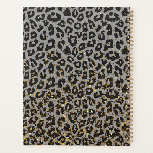 Luipaard patroon zwart Goud Glitter 2024 Planner (Achterkant)
