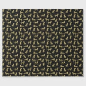 Luipaard Patroon: Zwarte achtergrond Cheetah Cadeaupapier (Vlak)