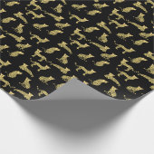 Luipaard Patroon: Zwarte achtergrond Cheetah Cadeaupapier (Hoek)