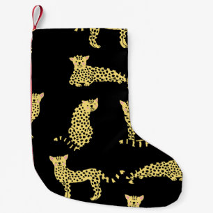 Luipaard Patroon: Zwarte achtergrond Cheetah Kleine Kerstsok