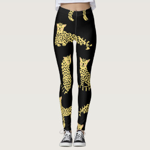 Luipaard Patroon: Zwarte achtergrond Cheetah Leggings