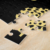 Luipaard Patroon: Zwarte achtergrond Cheetah Legpuzzel (Zijkant)