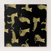 Luipaard Patroon: Zwarte achtergrond Cheetah Legpuzzel (Horizontaal)