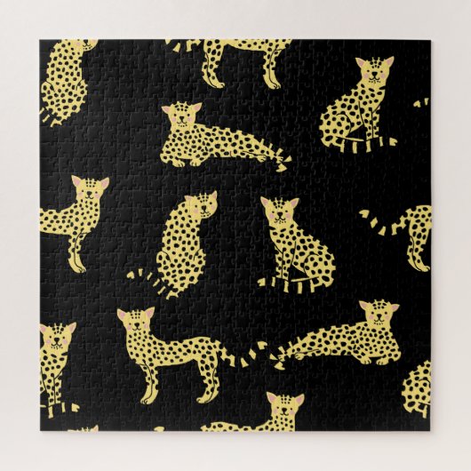 Luipaard Patroon: Zwarte achtergrond Cheetah Legpuzzel (Verticaal)