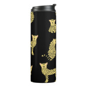 Luipaard Patroon: Zwarte achtergrond Cheetah Thermosbeker (Gedraaid links)