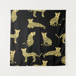 Luipaard Patroon: Zwarte achtergrond Cheetah Wandkleed