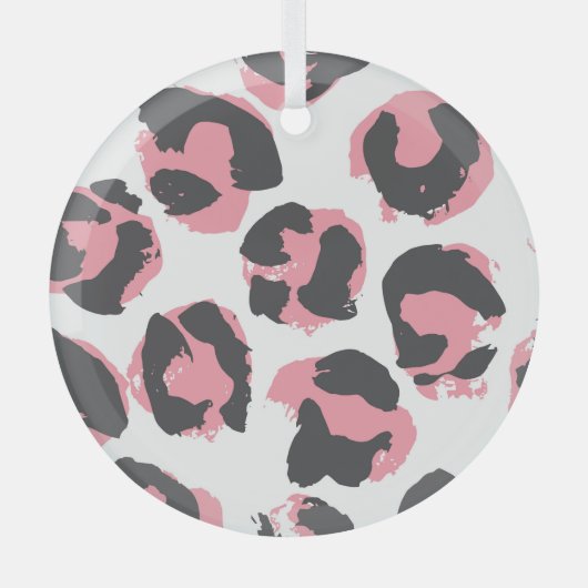 Luipaard Pelt: zwart roze textuur Glas Ornament (Voorkant)