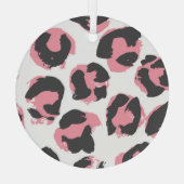 Luipaard Pelt: zwart roze textuur Glas Ornament (Achterkant)