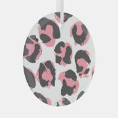 Luipaard Pelt: zwart roze textuur Glas Ornament (Voorkant Rechts)