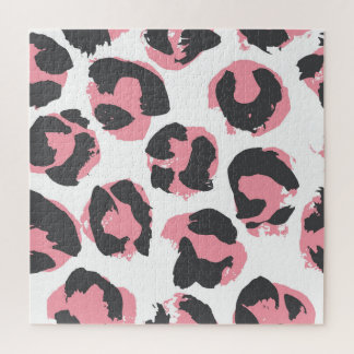 Luipaard Pelt: zwart roze textuur Legpuzzel
