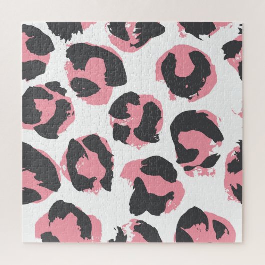 Luipaard Pelt: zwart roze textuur Legpuzzel (Verticaal)