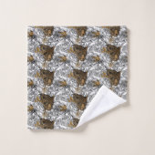 Luipaard & Pioenrozen Patroon Bad Handdoek (Wasdoekje)