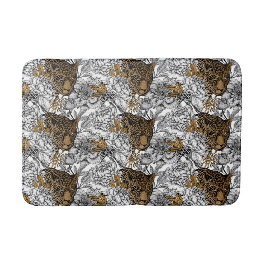 Luipaard & Pioenrozen Patroon Badmat (Voorkant)