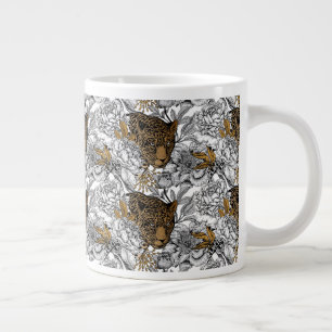 Luipaard & Pioenrozen Patroon Grote Koffiekop