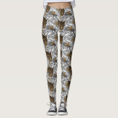 Luipaard & Pioenrozen Patroon Leggings (Voorkant)