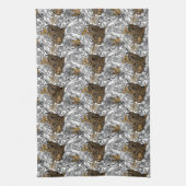 Luipaard & Pioenrozen Patroon Theedoek (Verticaal)