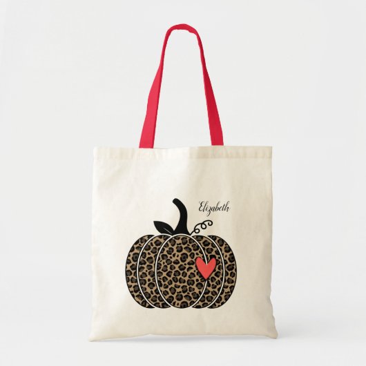 Luipaard Pompoen Herfst met hart Tote Bag (Voorkant)
