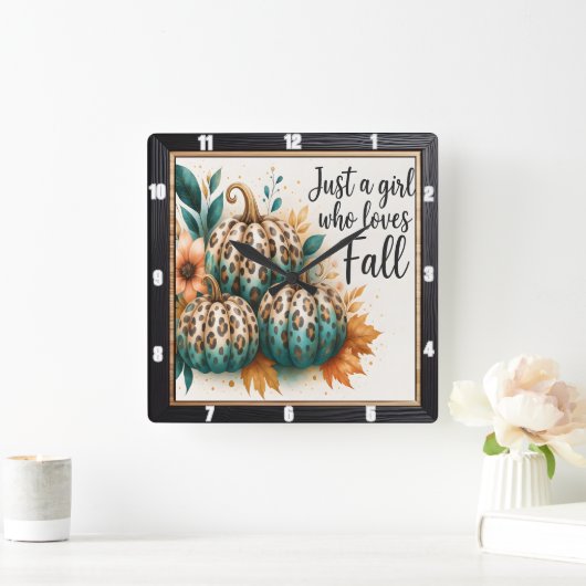 Luipaard pompoen meisje houdt van Herfst Vierkante Klok (Huis)