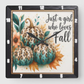 Luipaard pompoen meisje houdt van Herfst Vierkante Klok (Voorkant)