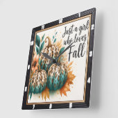 Luipaard pompoen meisje houdt van Herfst Vierkante Klok (Hoek)