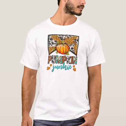 Luipaard Pompoen Verslaafde Herfstblad T-shirt (Voorkant)