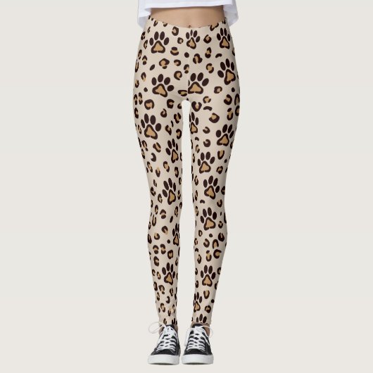Luipaard Pootafdruk Patroon Dier Leggings (Voorkant)