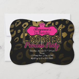 Luipaard Prinses Feest Gouden Verjaardagsuitnodigi Kaart