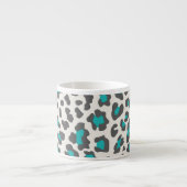 Luipaard Print Aqua, grijs, wit Espresso Kop (Voorkant)