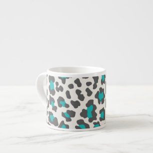 Luipaard Print Aqua, grijs, wit Espresso Kop