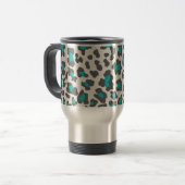 Luipaard Print Aqua, grijs, wit Reisbeker (Voorkant links)